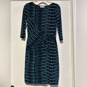 Calvin Klein Teal and Black Long Sleeve Dress